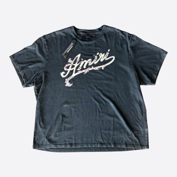 Amiri Black & White Fliligree Logo T-shirt - Picture 1 of 4